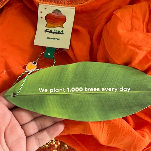 NWT Farm Rio Orange Sunny Mood Sequin Long Sleeve Mini Dress - Picture 7 of 9